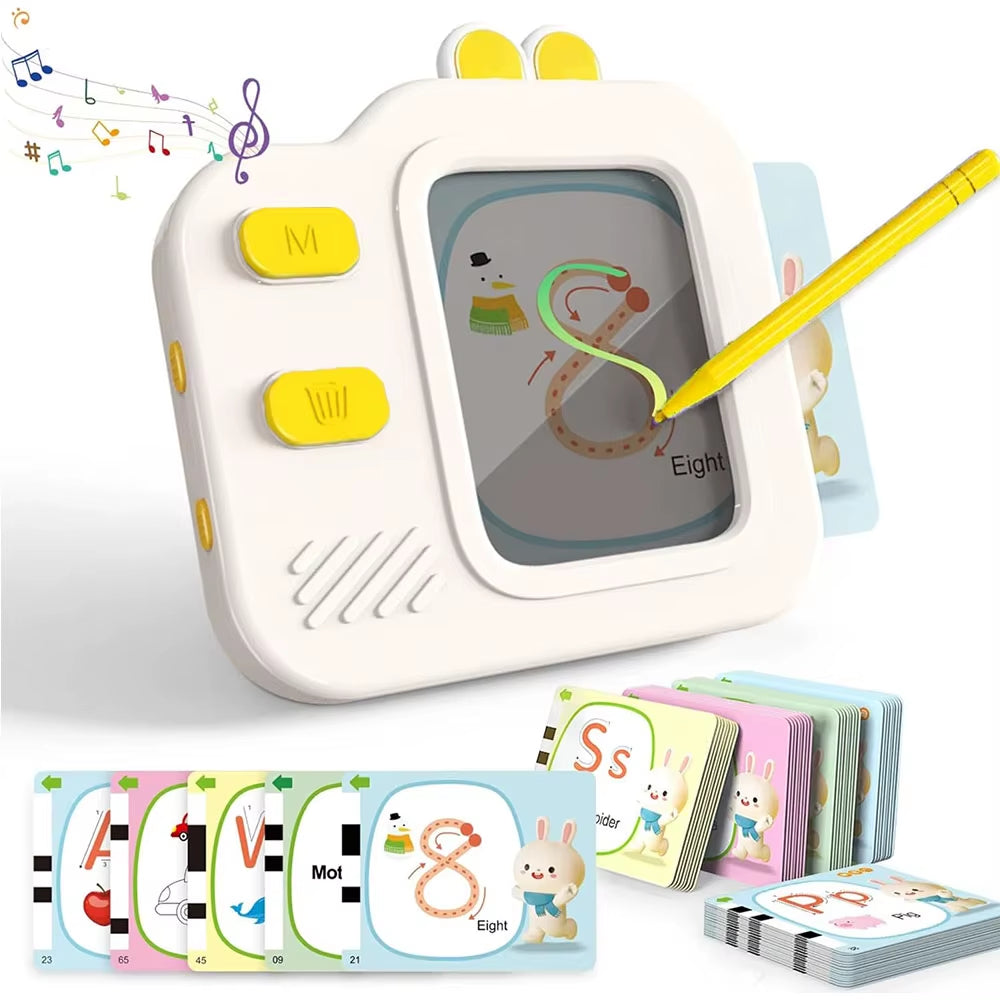 NEW Flash Card Reader with Erasable Drawing LCD and Sound, 120 Double-Sided Cards, Toddlers Early Learning Toy , Birthday Gift