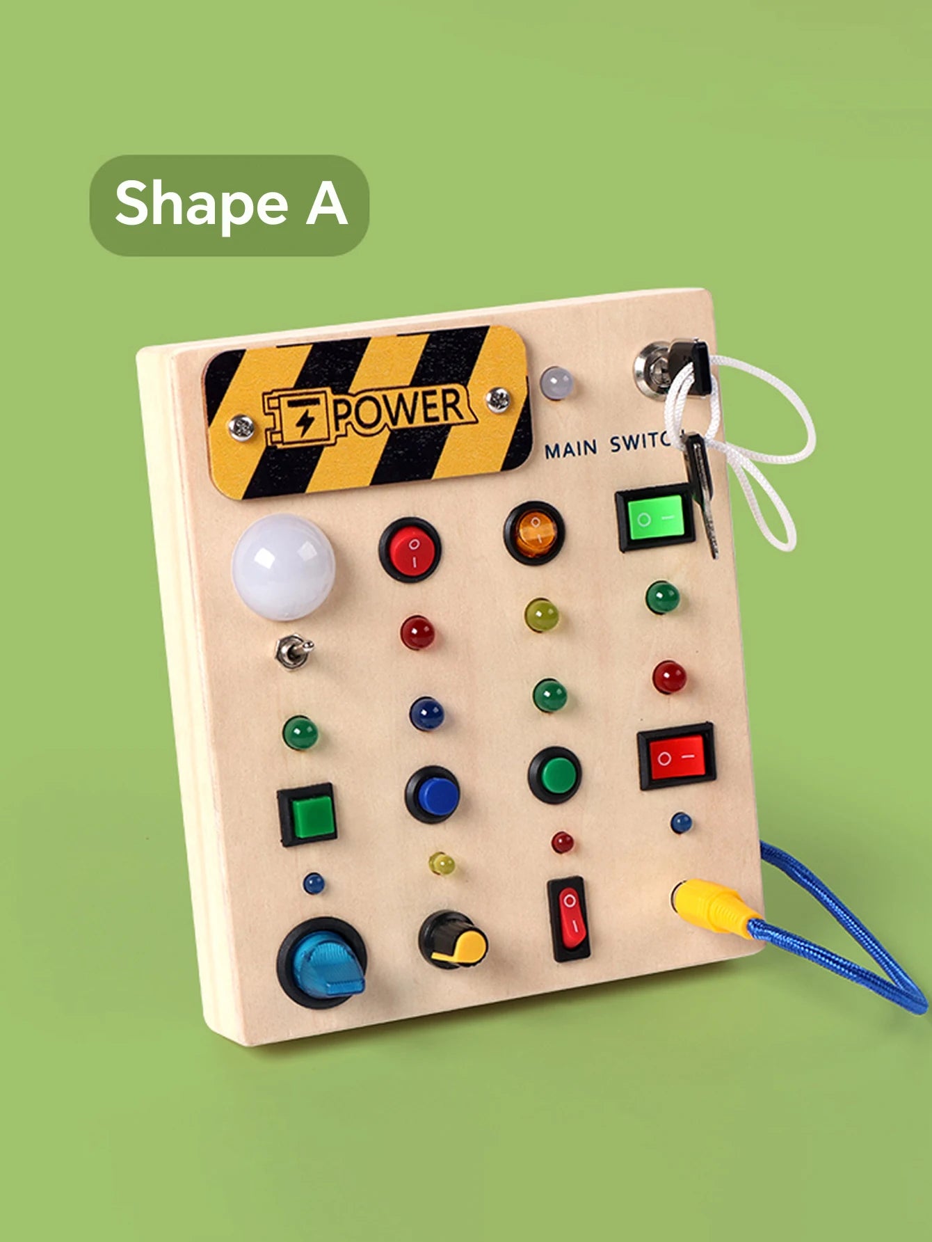 Montessori Busy Board with Switch Control Wooden Toddler Toys Sensory Travel Activities Toys for Kids Puzzle Early Learning Toys