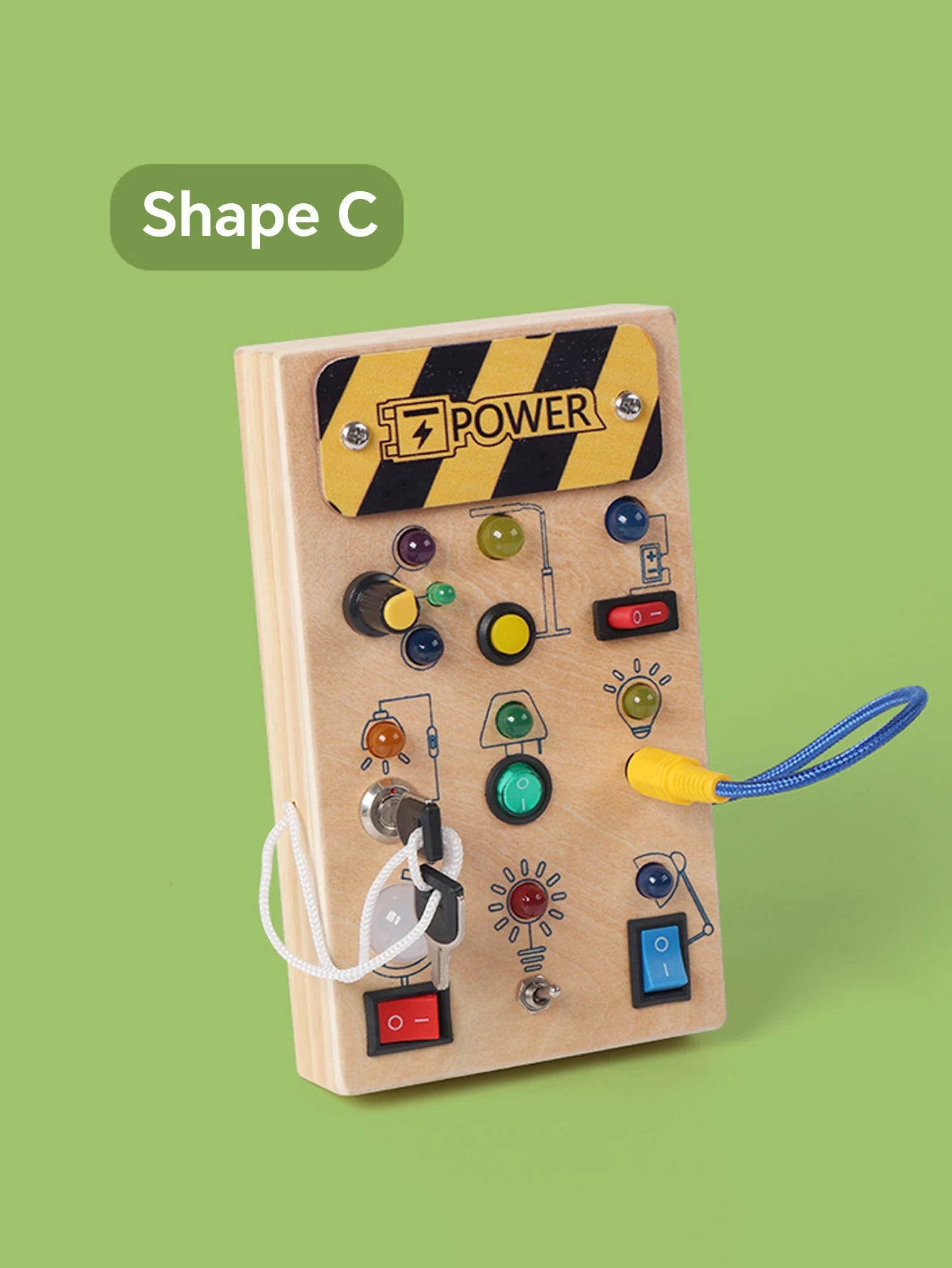 Montessori Busy Board with Switch Control Wooden Toddler Toys Sensory Travel Activities Toys for Kids Puzzle Early Learning Toys